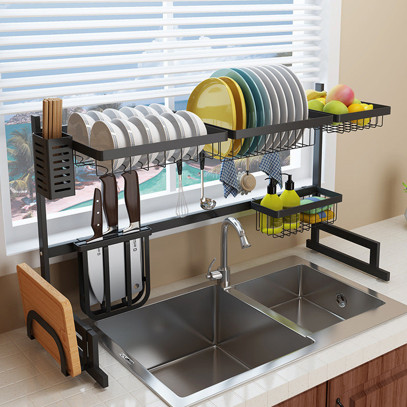 Stainless steel kitchen rack sink bowl plate rack drain plate rack knife and fork chopsticks storage