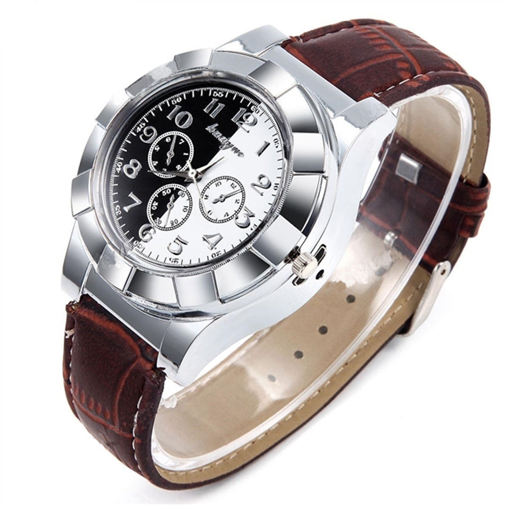 Electronic cigarette lighter watch USB rechargeable lighter multi-function watch silicone quartz watch fake three-eye watch