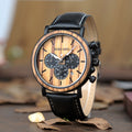 BOBO BIRD genuine inter-wood all-wood watch quartz watch three-eye multi-function waterproof watch men's watch