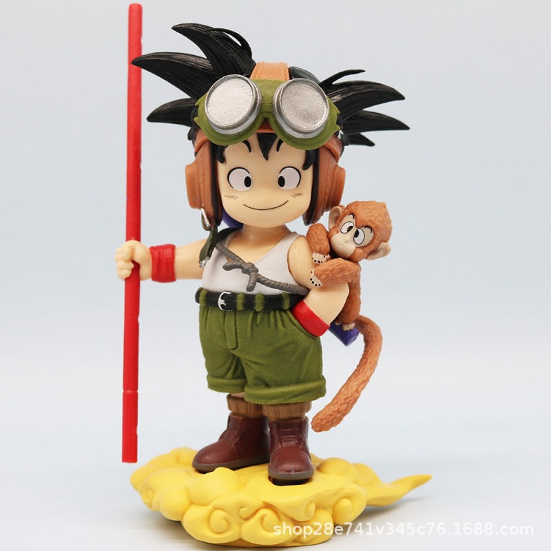 Dragon Ball Z figurine, Goku chibi standing pose GK monkey Goku flight suit, trendy toy statue anime figurine ornament.