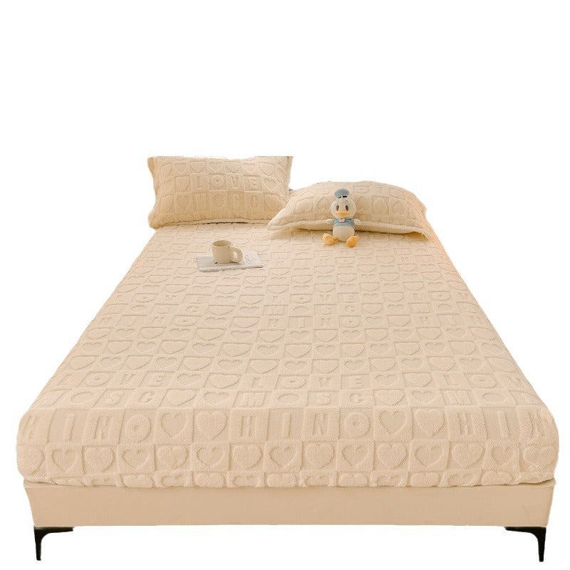 New milk velvet bed sheet single piece taffeta bed cover mattress protector winter plus velvet bed sheet bed sheet three-piece set