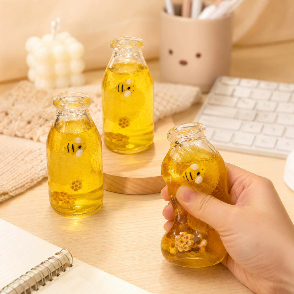 New honey bottle quick-rebound DIY ball squishy toy maltose simulated honey beverage large bottle DIY squishy