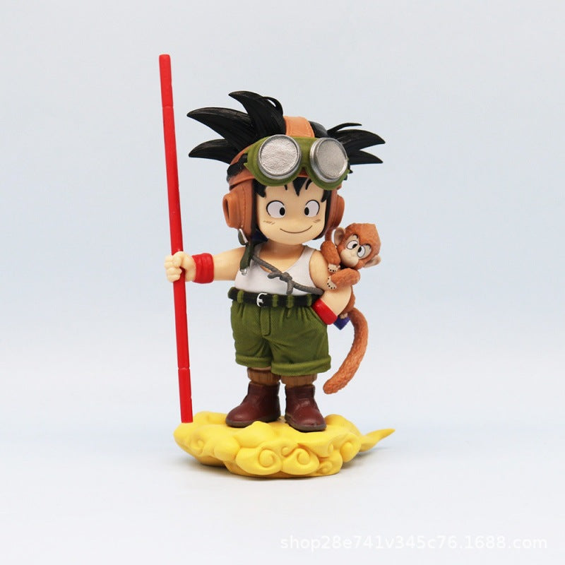 Dragon Ball Z figurine, Goku chibi standing pose GK monkey Goku flight suit, trendy toy statue anime figurine ornament.