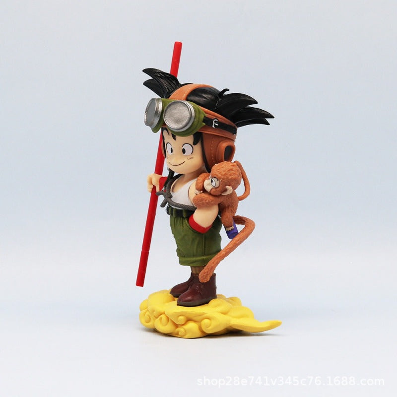 Dragon Ball Z figurine, Goku chibi standing pose GK monkey Goku flight suit, trendy toy statue anime figurine ornament.