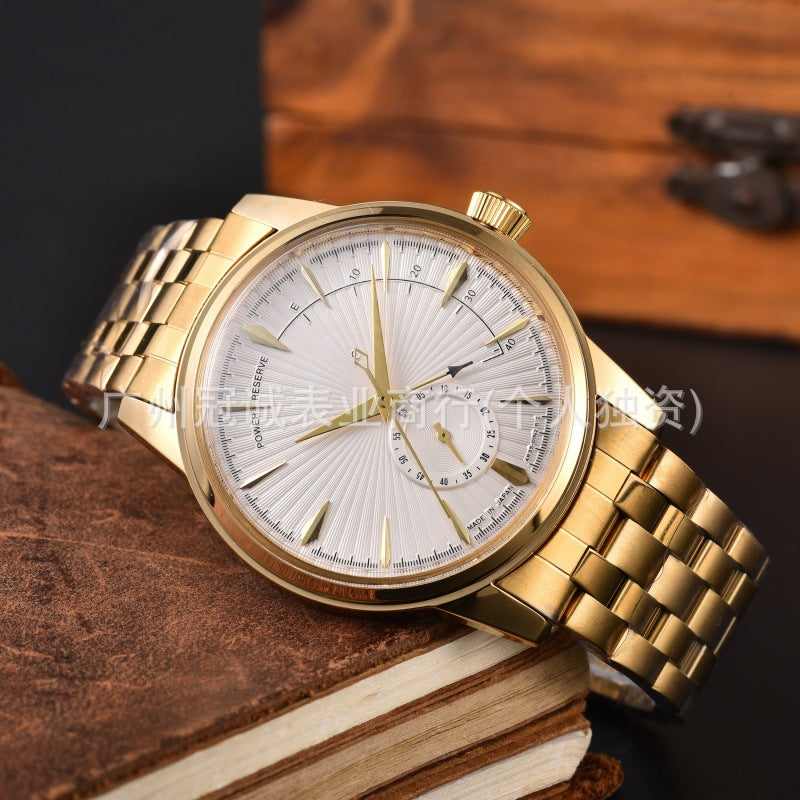 Fine brand three-hand single-date steel bracelet men's watch, men's fine watch, cross-border watch, mechanical watch, casual watch