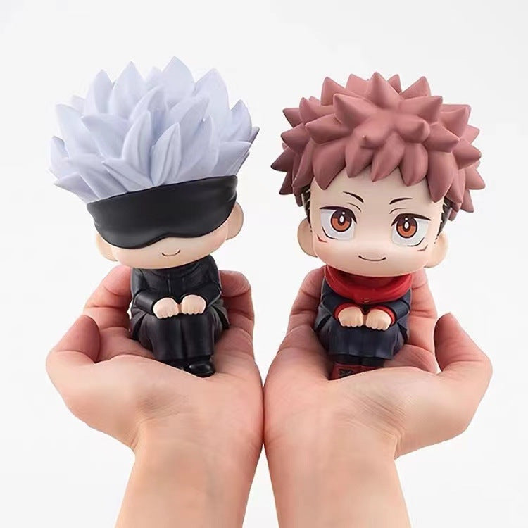 Handheld Jujutsu Kaisen Figure Q Version Yuji Yuji Gojo Satoru Anime Peripheral Gachapon Car Doll Ornaments