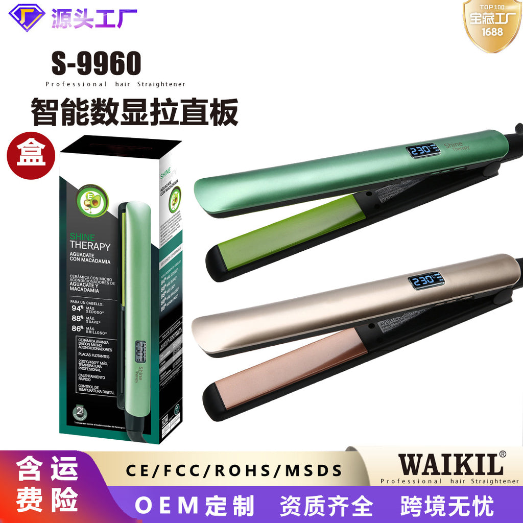 Cross-border manufacturers wave plate splint ceramic fast heating constant temperature straight plate clip does not damage the hair lazy straight hair clip straightener