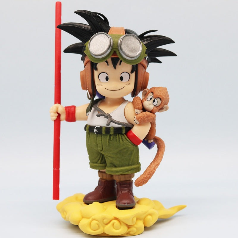 Dragon Ball Z figurine, Goku chibi standing pose GK monkey Goku flight suit, trendy toy statue anime figurine ornament.