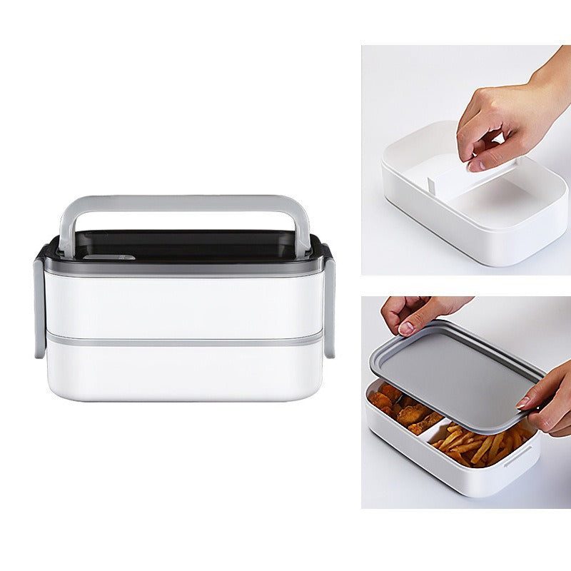 304 stainless steel water-filled insulated lunch box, sealed fresh-keeping box, double-layer compartment lunch box, microwave portable lunch box