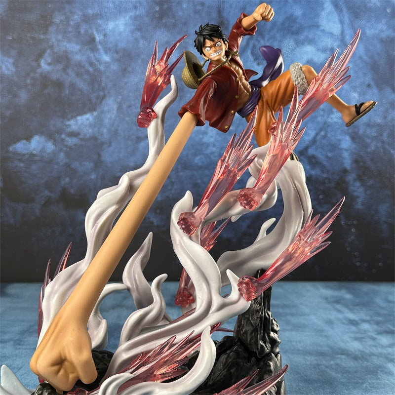 Pirate One Piece GK Machine Gun Luffy Hand Figure Long Hand Rubber Fruit Battle Scene Anime Model Decoration Wholesale
