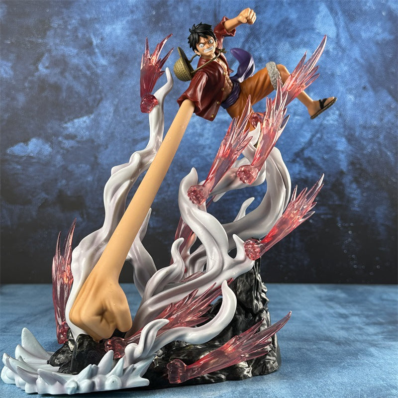 Pirate One Piece GK Machine Gun Luffy Hand Figure Long Hand Rubber Fruit Battle Scene Anime Model Decoration Wholesale