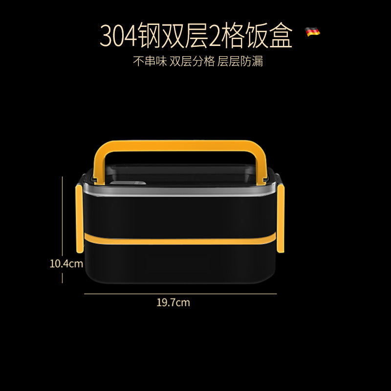 304 stainless steel water-filled insulated lunch box, sealed fresh-keeping box, double-layer compartment lunch box, microwave portable lunch box