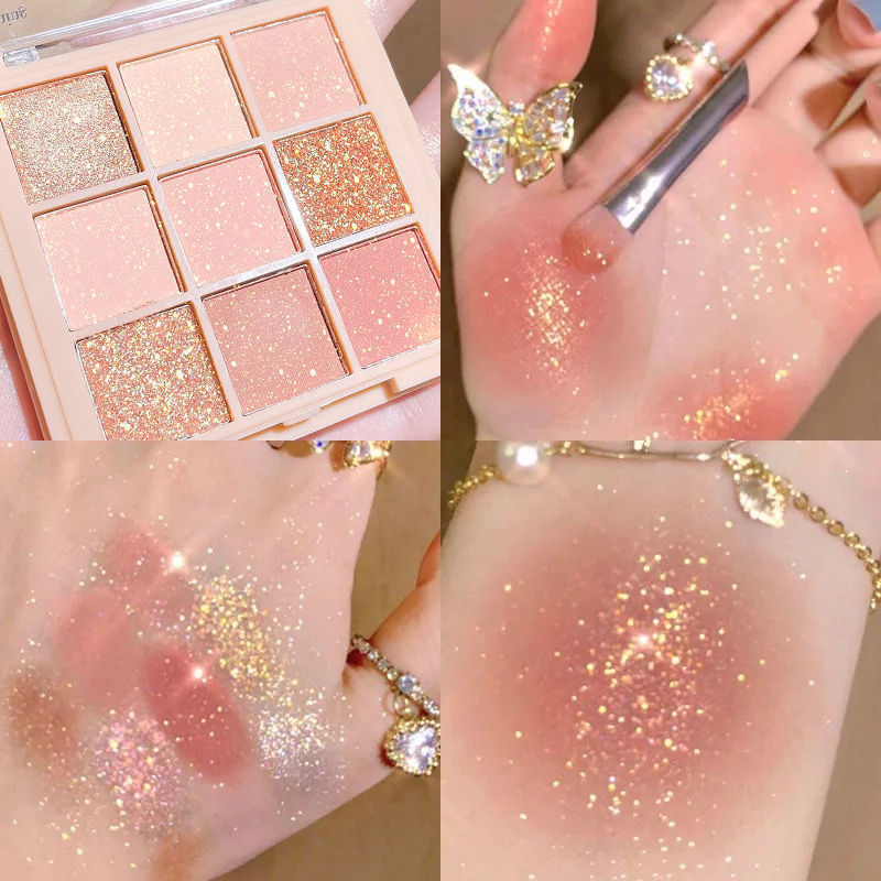 9-color ins super-fire eye shadow plate cheap student flash powder fine flash earth-colored taro mud plate nine-square grid color rendering non-flying powder