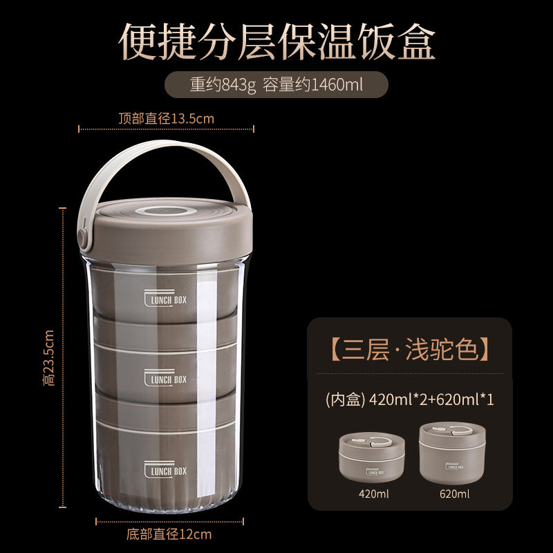 304 stainless steel water-filled insulated lunch box, sealed fresh-keeping box, double-layer compartment lunch box, microwave portable lunch box
