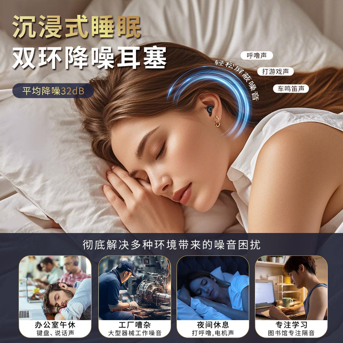 2025 New Cross-Border Sleep Earplugs with Super Strong Noise Reduction and Sound Insulation for Sleeping